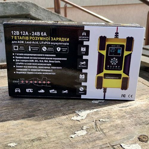 Умное зарядное устройство авто аккумуляторов 12 в-12а 24 в-6а жк FOXSUR FBC122412D 7000006204 фото