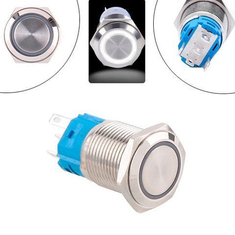 Кнопка / переключатель 19 мм фиксирующаяся, 12-24 в, белый LED, 5pin, 19K-P11DZ 7000006436 фото