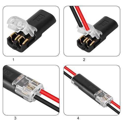 Соединитель проводов D2 2пин 18-22AWG без зачистки, быстрозажимной (10 шт.) 7000008038 фото
