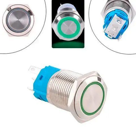 Кнопка / перемикач 22 мм зворотна, 12-24 в, зелений LED, 5pin, 22K-P11D 7000007815 фото