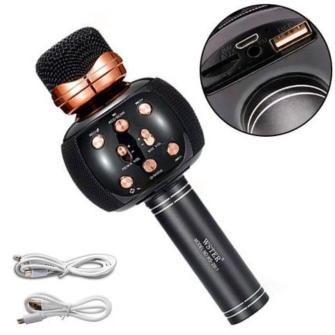 Мікрофон караоке бездротовий з колонкою Bluetooth USB FM WS-2911, тембр 7000005191 фото