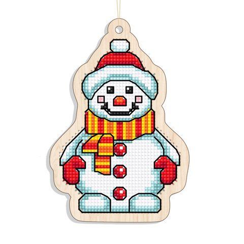 Новогодняя игрушка подвес на елку - Снеговик в шарфике FNGi-043 (Заготовка для вышивки) 2140295815 фото