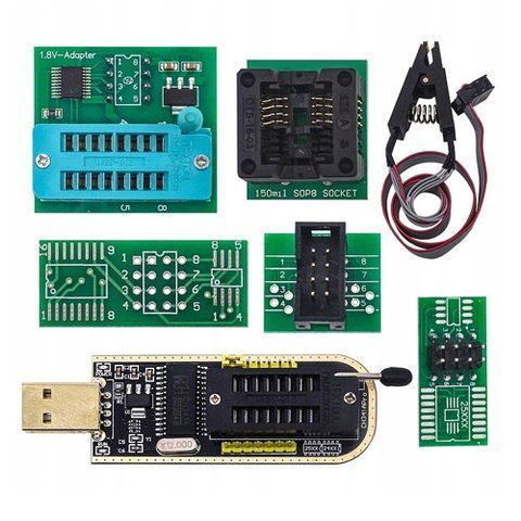 Програматор USB міні CH341A 24 EEPROM 25 Flash з набором перехідників і кліпсою 7000007644 фото