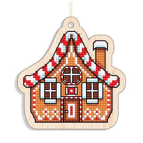 Новогодняя игрушка подвес на елку - Пряничный дом (3) FNGi-035 (Набор для вышивки) 2140295830 фото