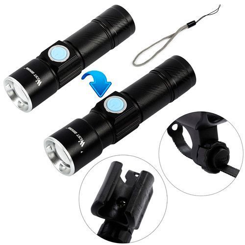 Фонарь / фонарик EDC велосипедный LED аккумуляторный с зумом CREE Q5 200лм 7000003652 фото
