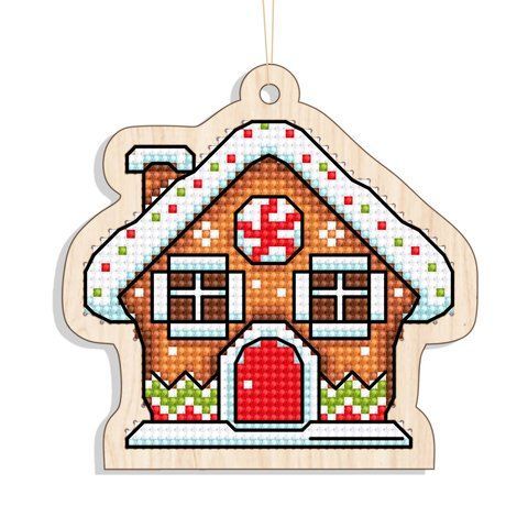 Новогодняя игрушка подвес на елку - Пряничный дом FNGi-033 (Набор для вышивки) 2140295834 фото
