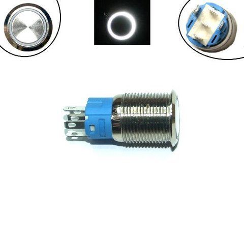 Кнопка / переключатель 16 мм фиксирующаяся, 12-24 в, белый LED, 5pin, 16K-P11DZ 7000005722 фото