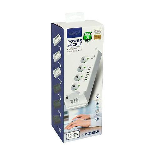 Фильтр сетевой удлинитель 3 м 4 розетки 6 USB Qi зарядка PD 3квт LH994-2PD 7000007601 фото