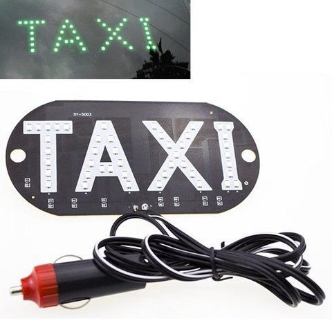 Автомобільне LED табло табличка таксі TAXI 12 в, зелене в прикурювач 7000000326 фото