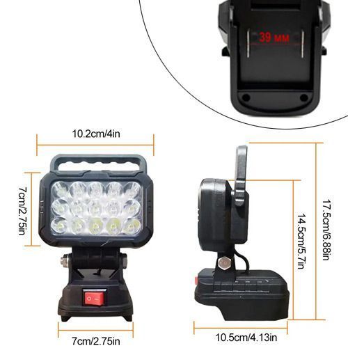 Ліхтар / ліхтарик світлодіодний для акумулятора 14.4/18 в Makita LXT, 15LED 15 вт 1600лм 7000008013 фото