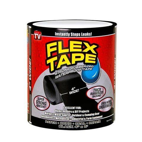 Стрічка / смуга водонепроникна ізоляційна FLEX TAPE 150х10 см прогумована, чорна 7000001334 фото