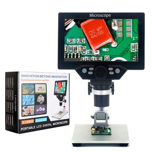 Мікроскоп цифровий з 7 рк на штативі, 3000маг, MicroSD, 12мп, 1-1200X, G1200 7000006860 фото